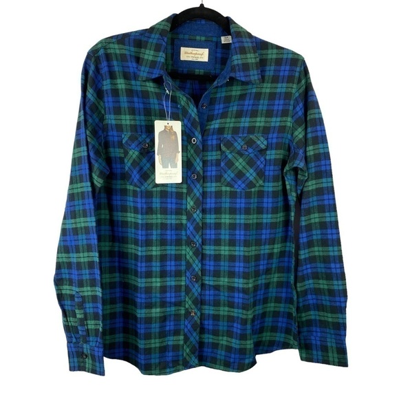 Weatherproof Vintage Plaid Flannel Cotton Outdoor Button Down Shirt Small Blue - Picture 2 of 9